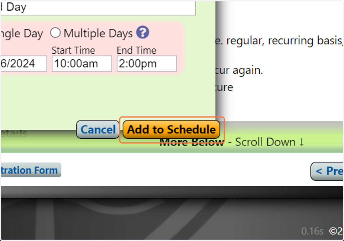 Click on Add to Schedule