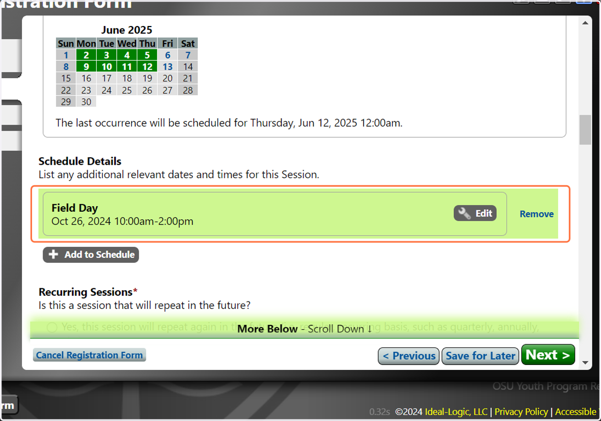 Review the event details for accuracy