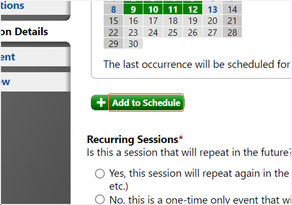 Click on Add to Schedule