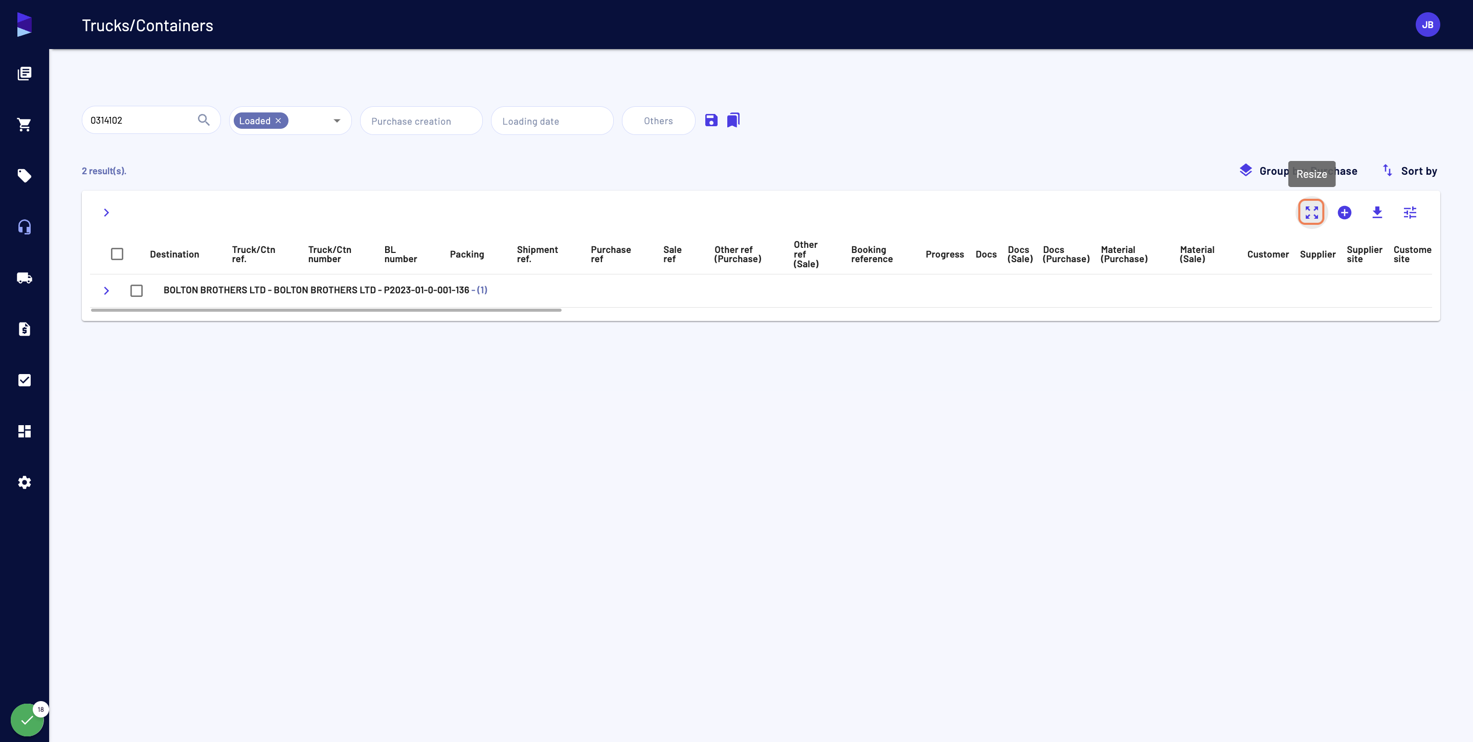 In some tables, we offer the option to "Resize" in order to extend the size of the table and display more rows