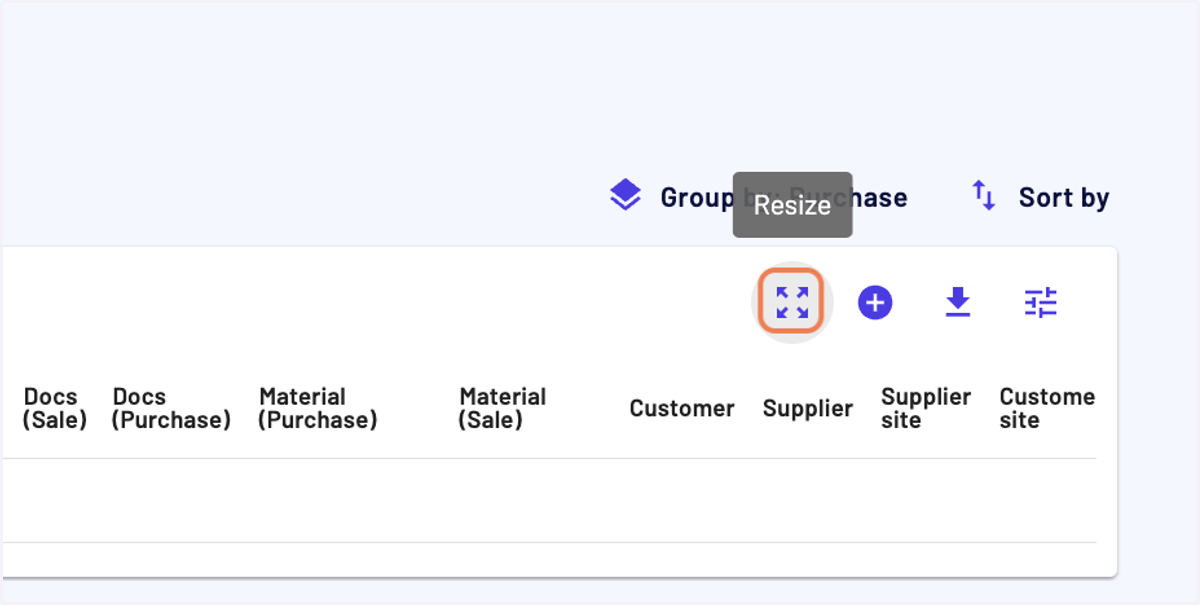 In some tables, we offer the option to "Resize" in order to extend the size of the table and display more rows