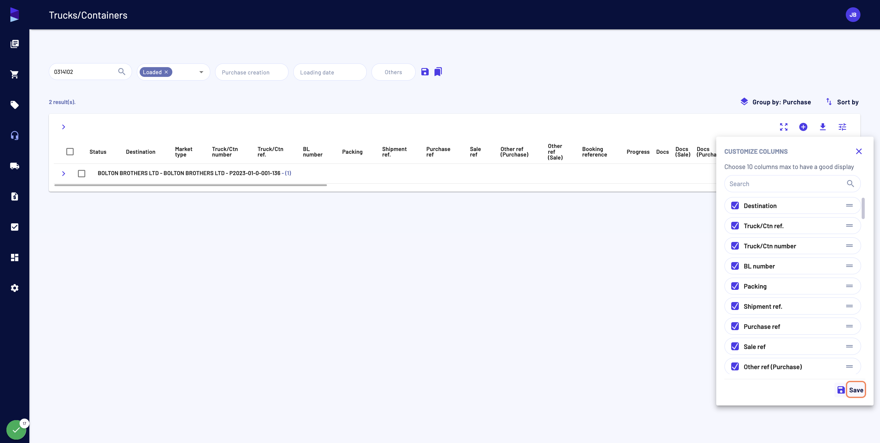 You can re-order the columns with drag and drop. Then click on "Save" to save your changes