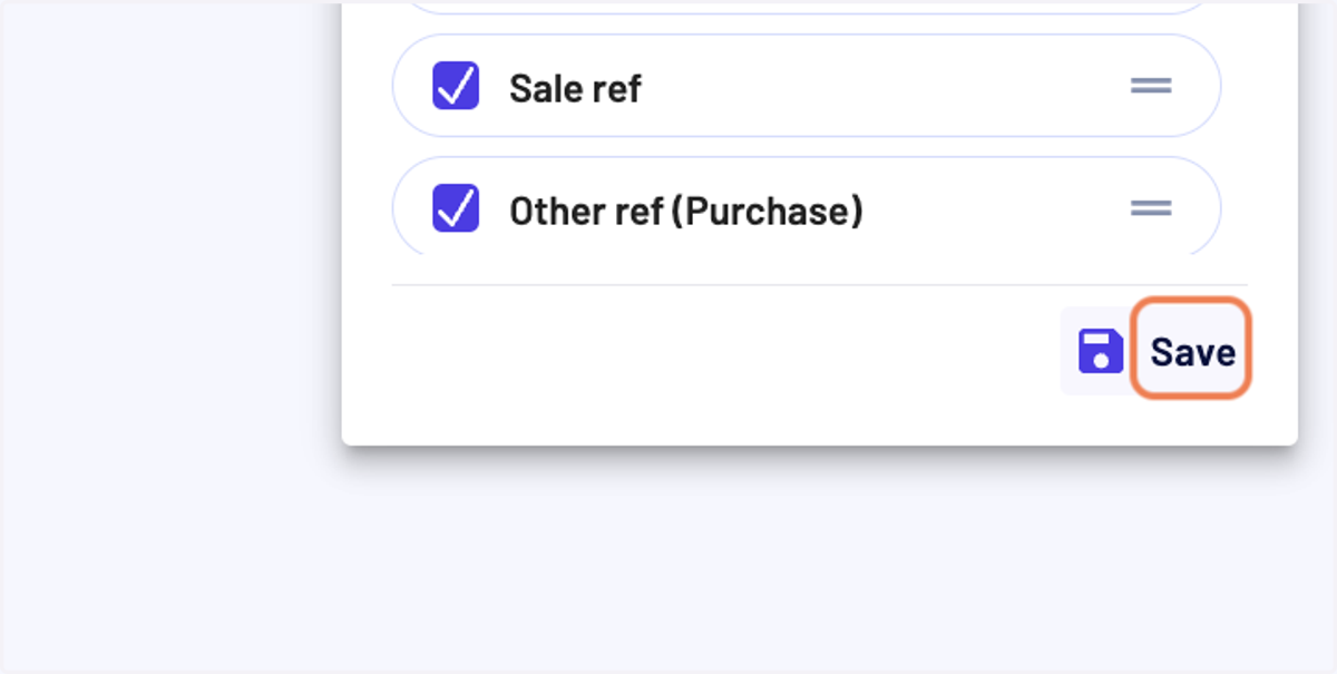 You can re-order the columns with drag and drop. Then click on "Save" to save your changes
