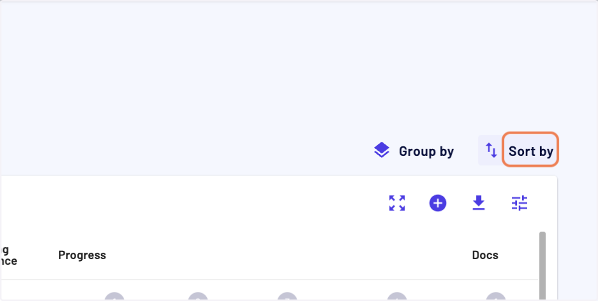 Click on "Sort by" to select a sorting criteria