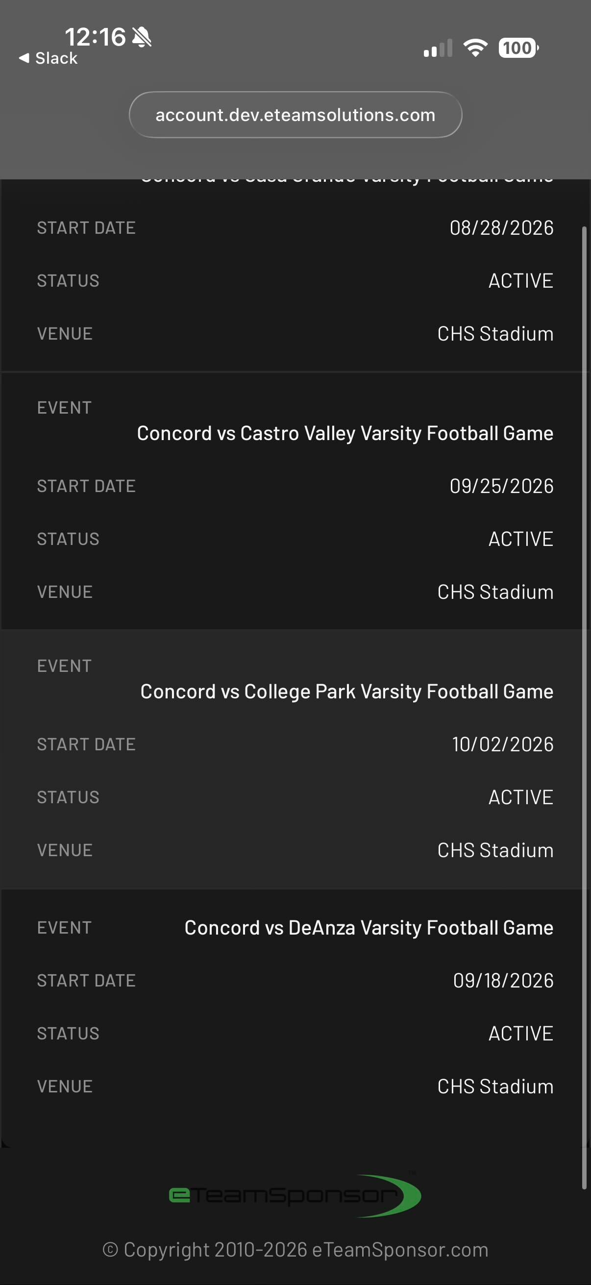 Click on the name of the event you want to validate tickets for.