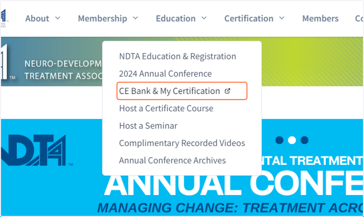 Click on CE Bank & My Certification