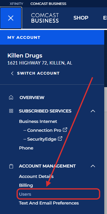 Click on Users