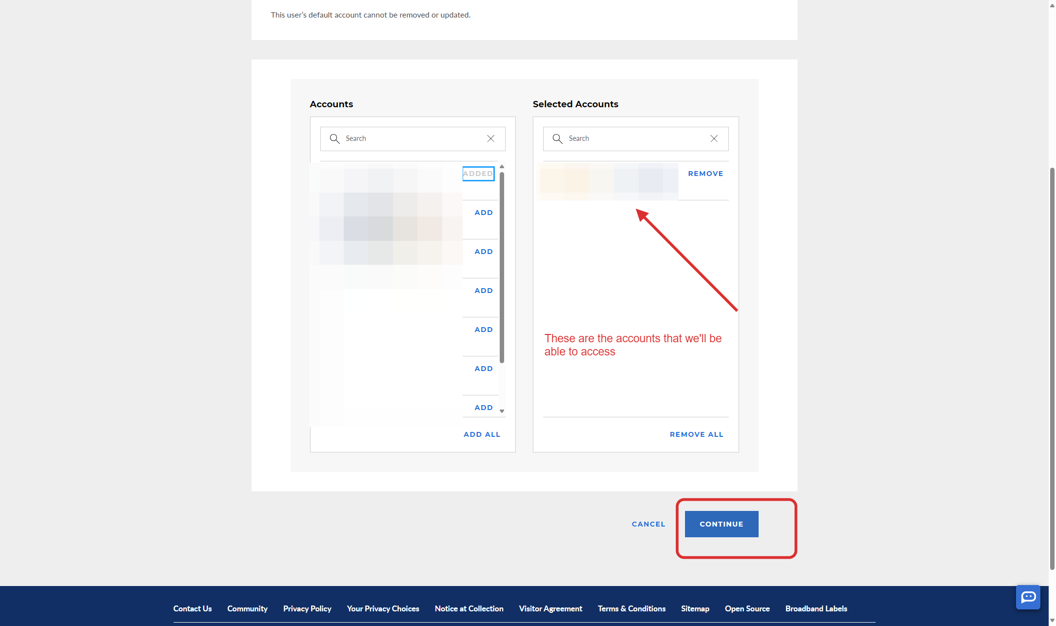 Click on CONTINUE