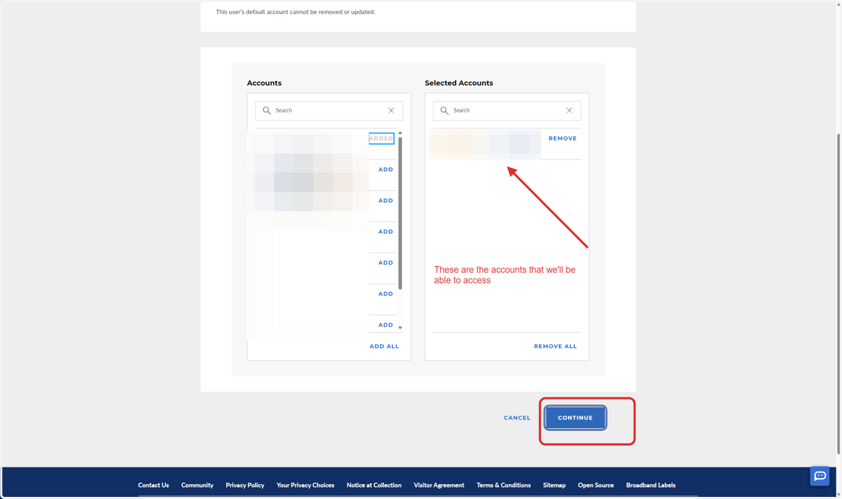 Click on CONTINUE