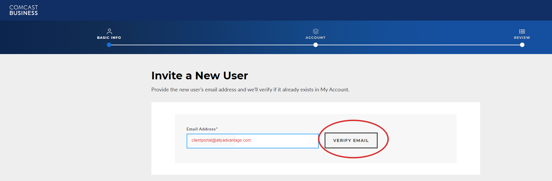 Click on VERIFY EMAIL