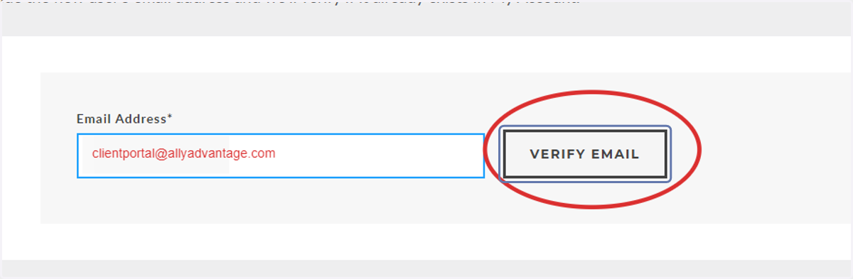Click on VERIFY EMAIL