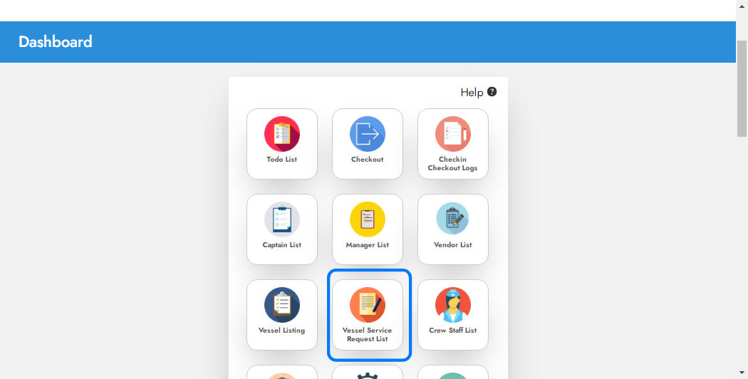 Click on Vessel Service Request List