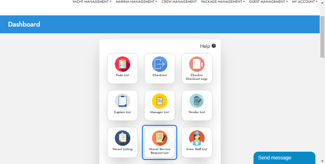 Click on Vessel Service Request List