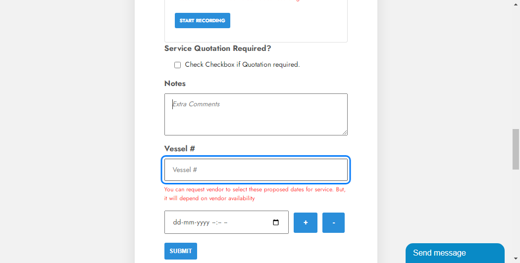 Enter Vessel Number