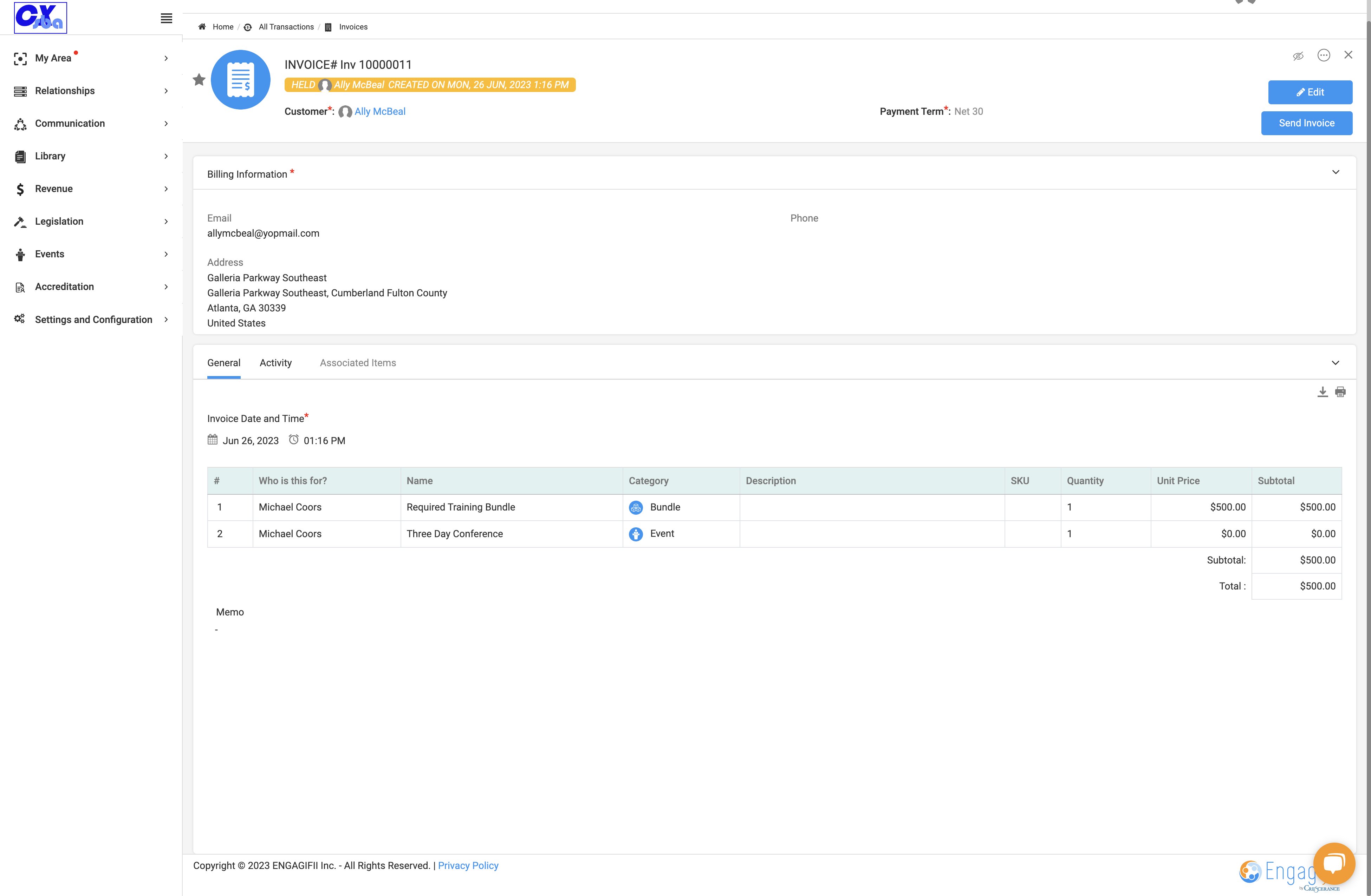 Click on the download button to get a soft copy of the invoice