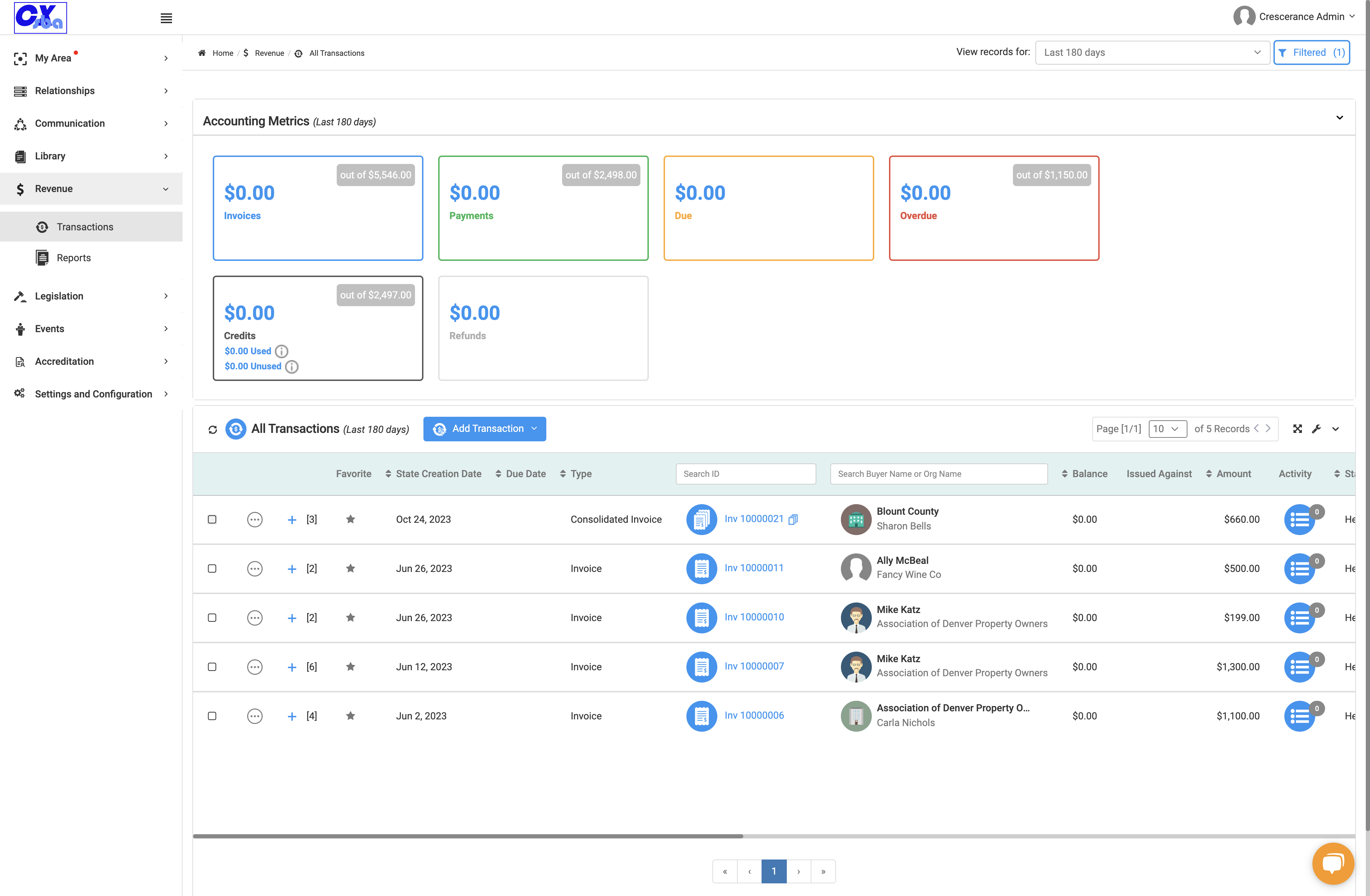Click on Transactions