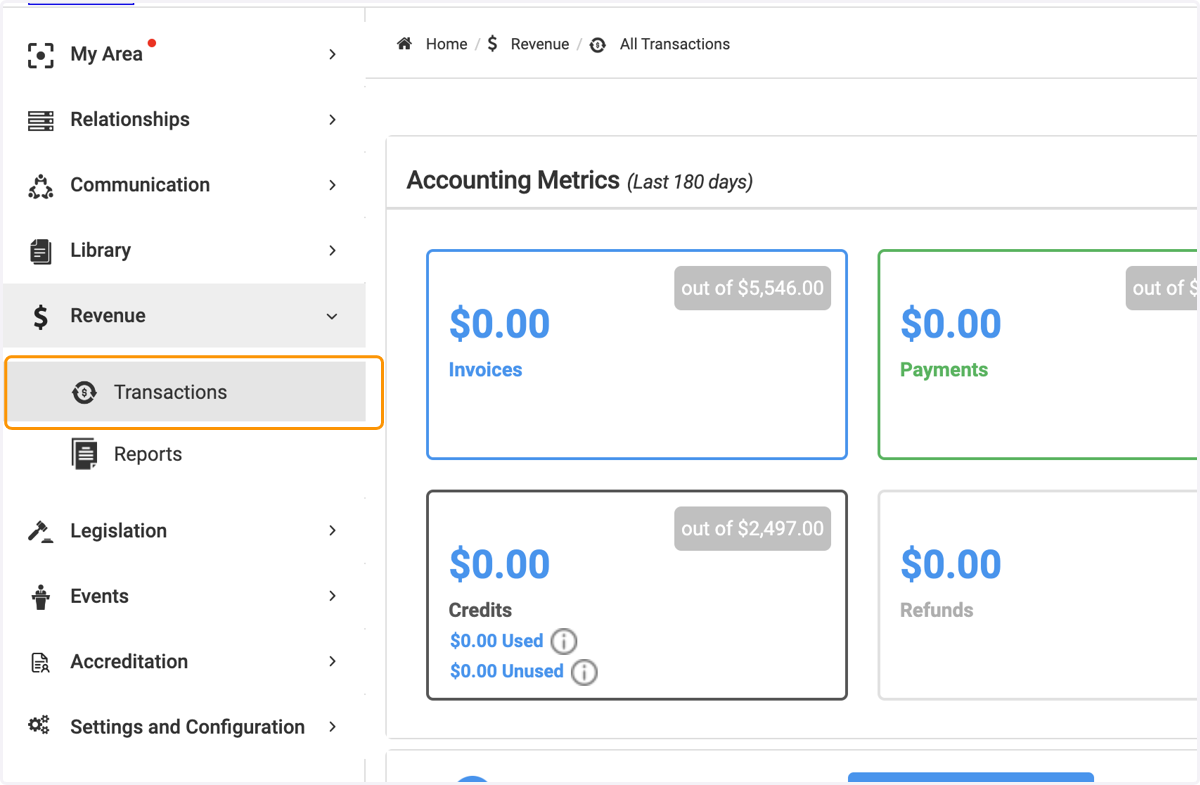 Click on Transactions