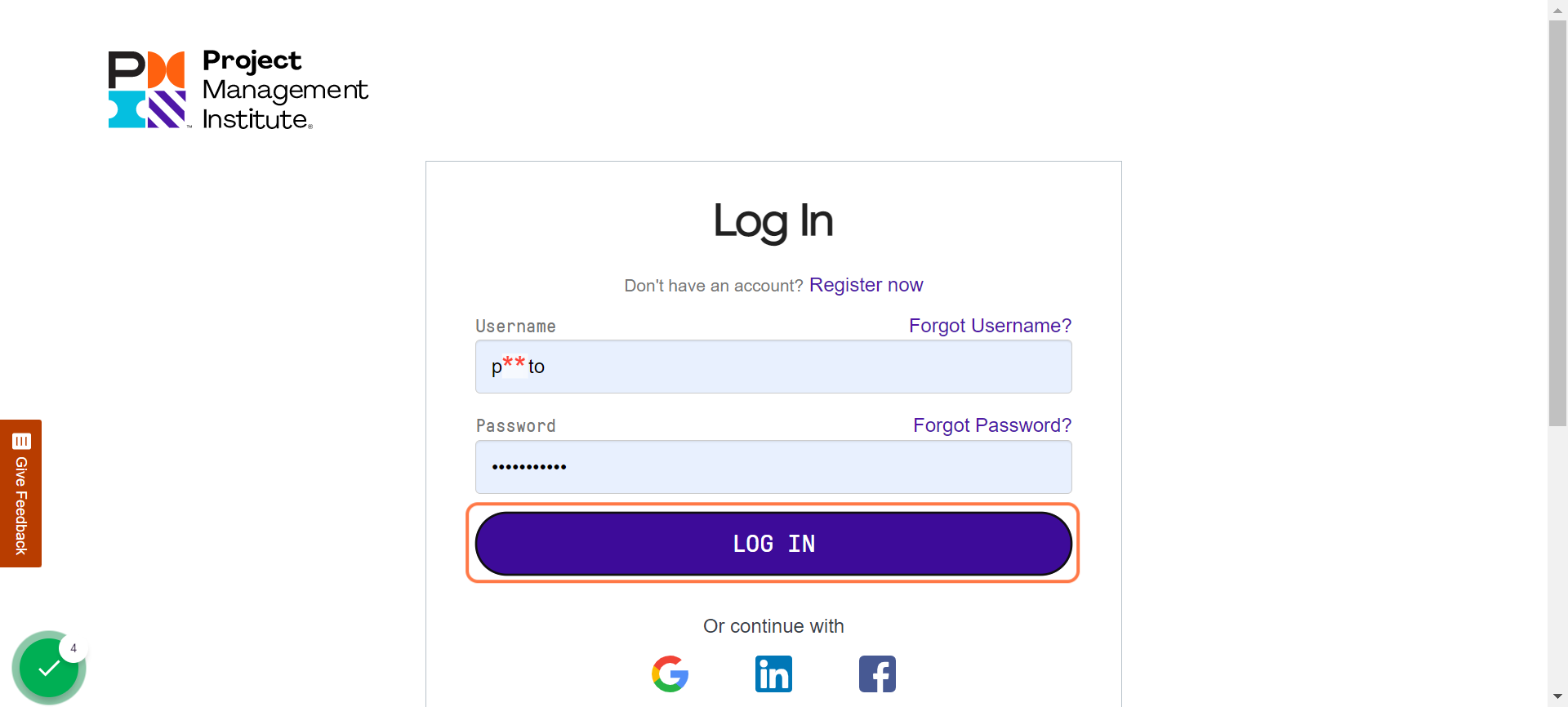 Click on LOG IN
