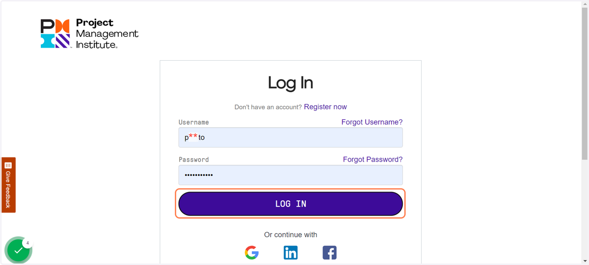 Click on LOG IN