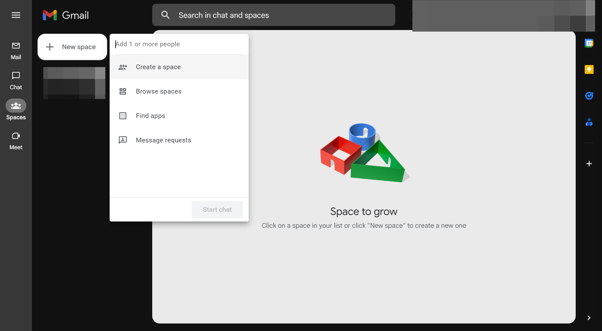 Click on Create a space