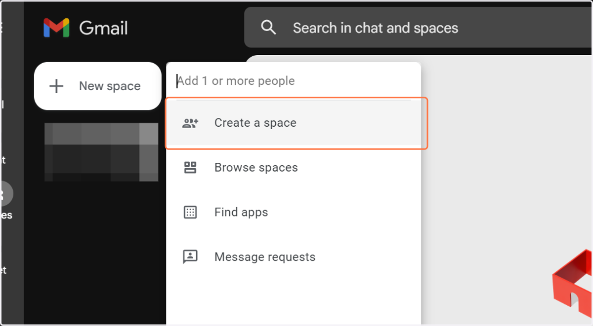 Click on Create a space