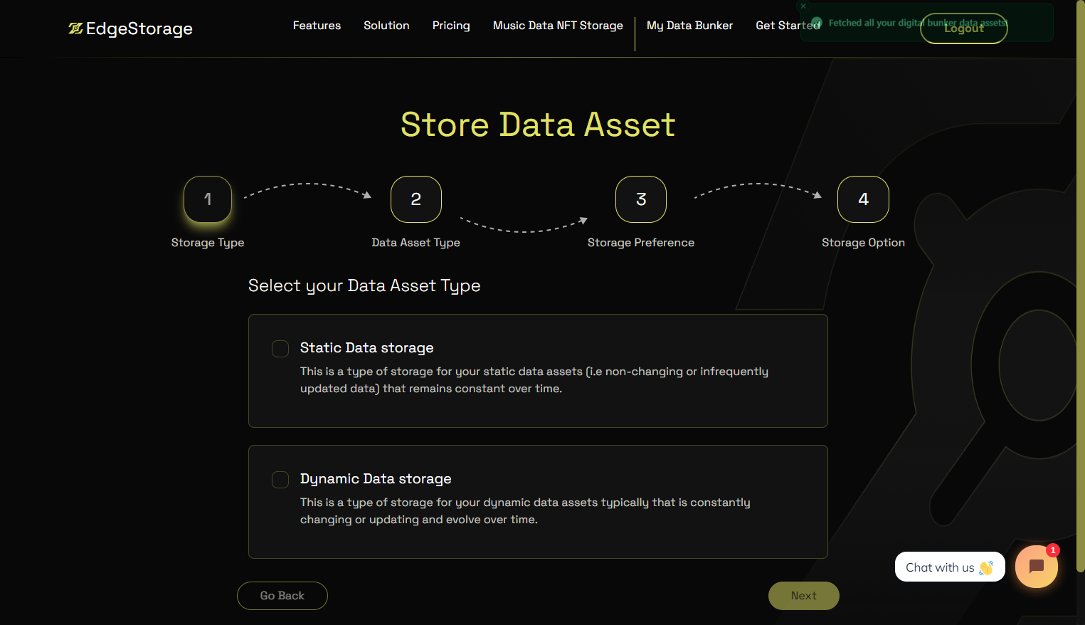 Click on Dynamic Data storage…