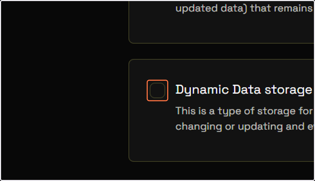 Click on Dynamic Data storage…