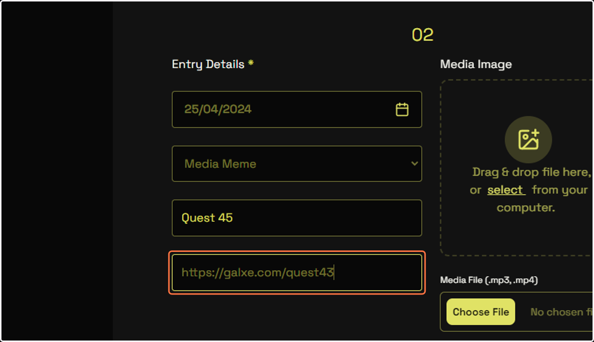 Type "https://galxe.com/quest43"
