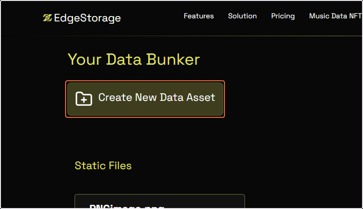 Click on Create New Data Asset