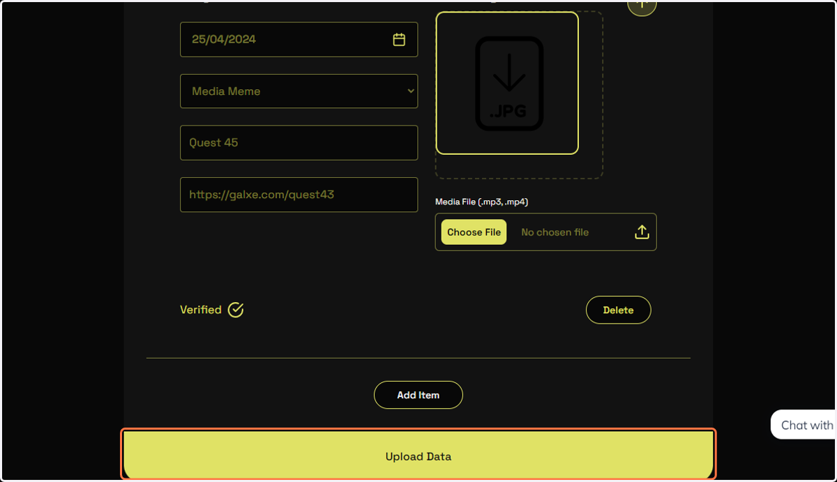 Click on Upload Data