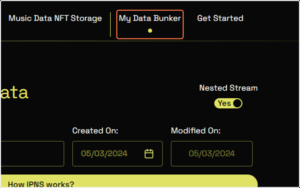 Click on My Data Bunker