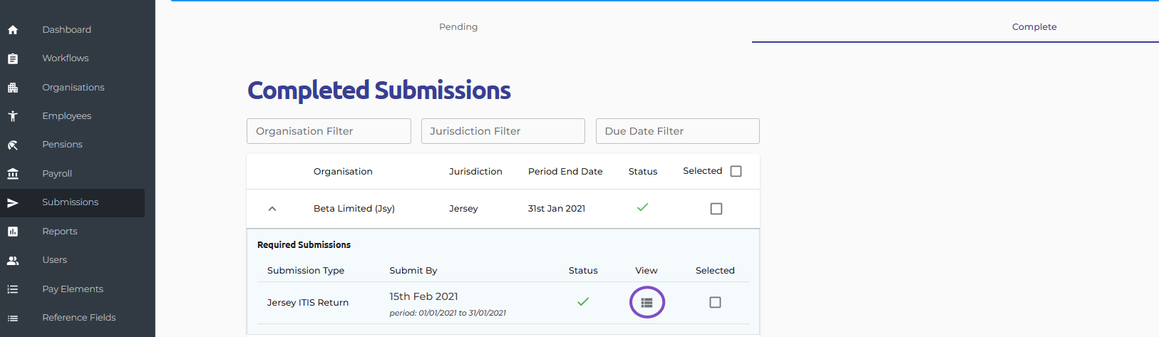 Click View on desired return and ensure you’re happy with the re-generated data.