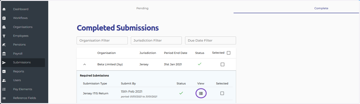 Click View on desired return and ensure you’re happy with the re-generated data.