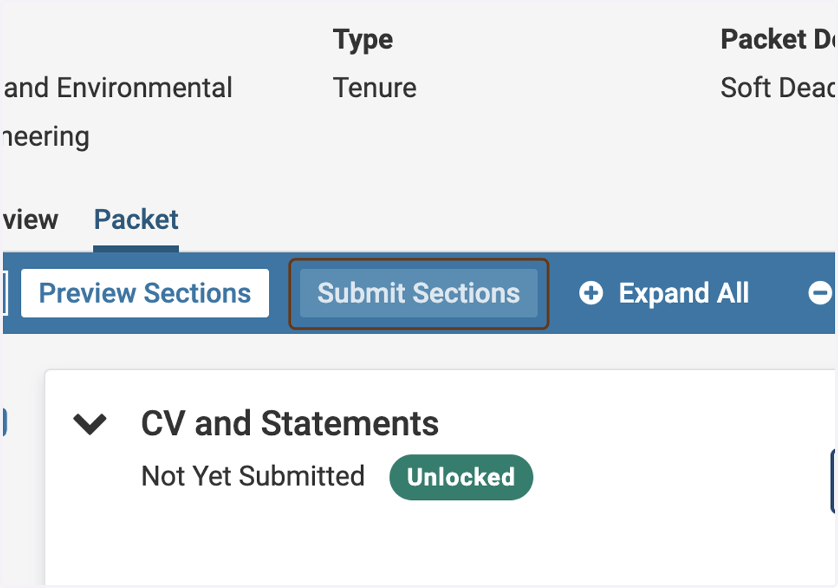 ...and click on Submit Sections to submit your whole packet at once
