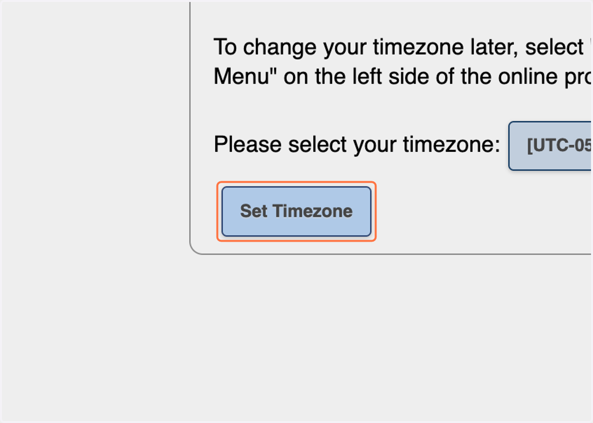 Click on Set Timezone