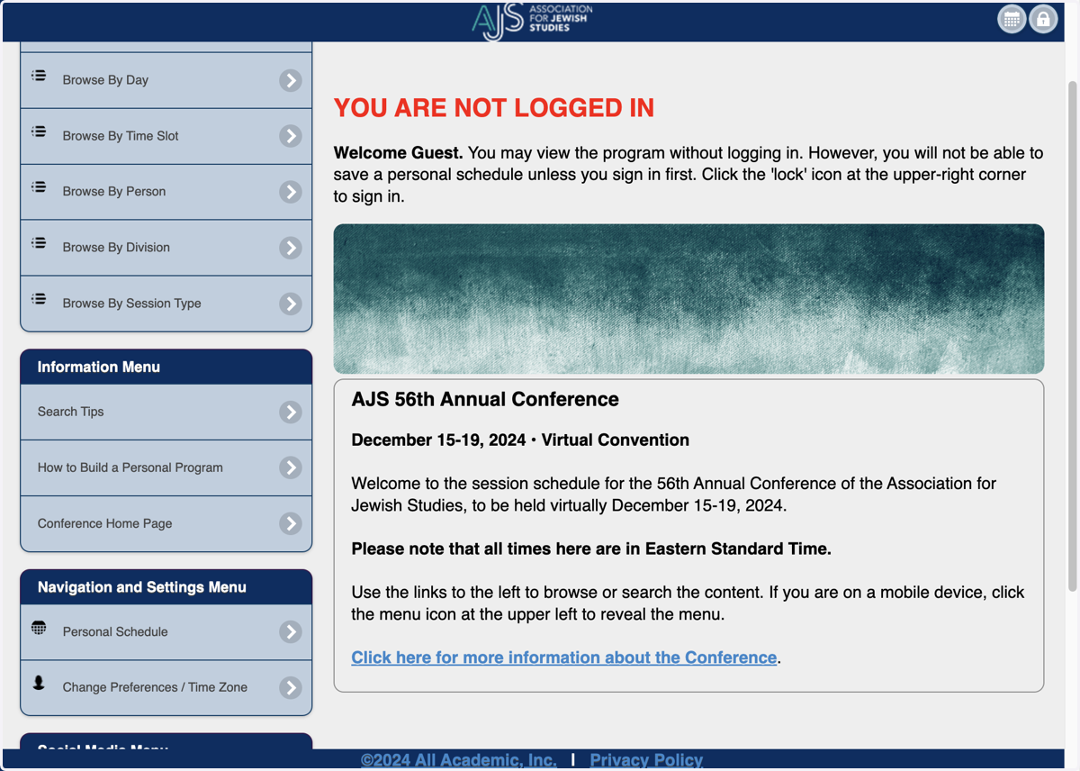 Note: you'll receive a message if you are not logged in. To log in, click on padlock icon in the upper right hand corner