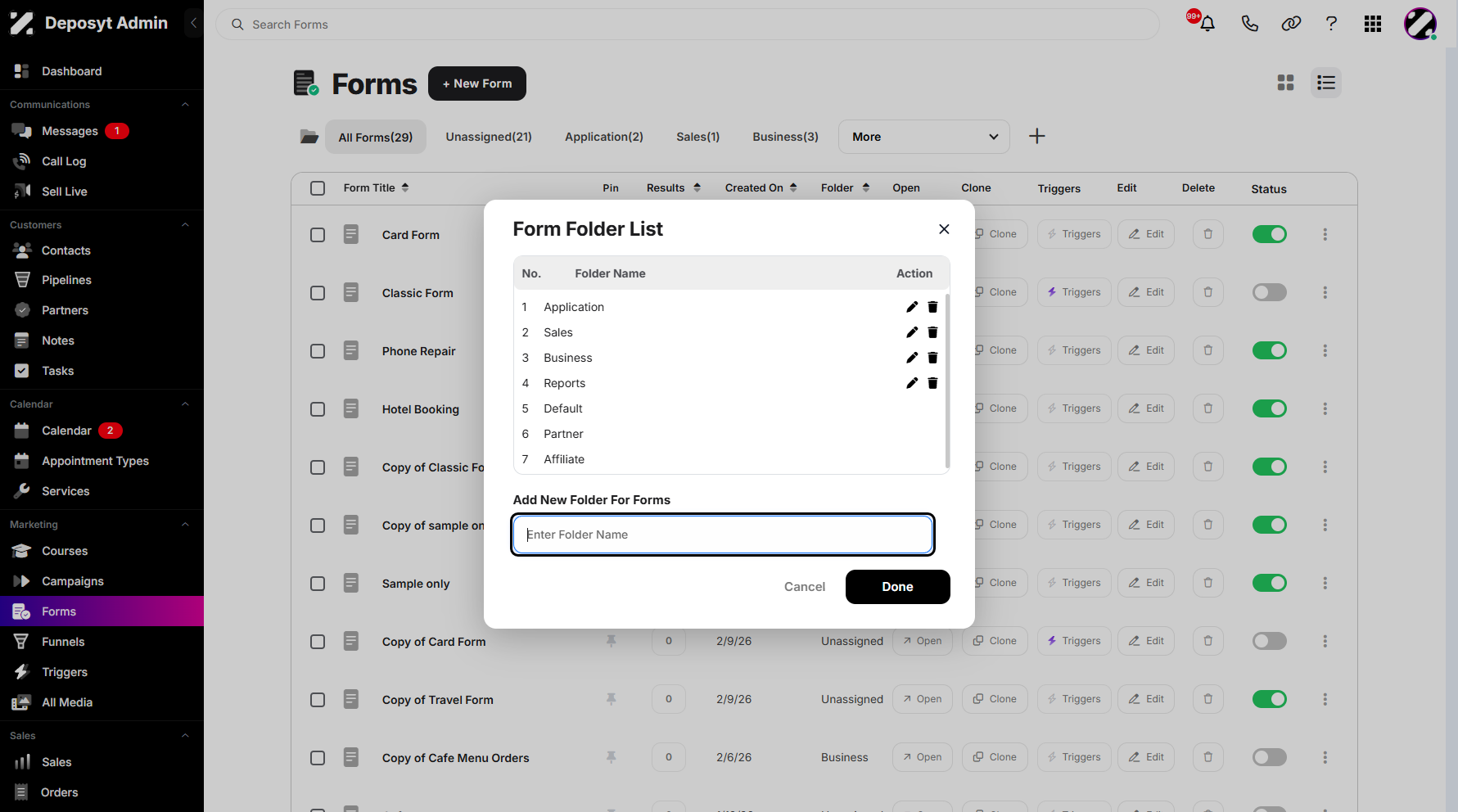 Step 6: To create a new folder, simply enter the folder title here.