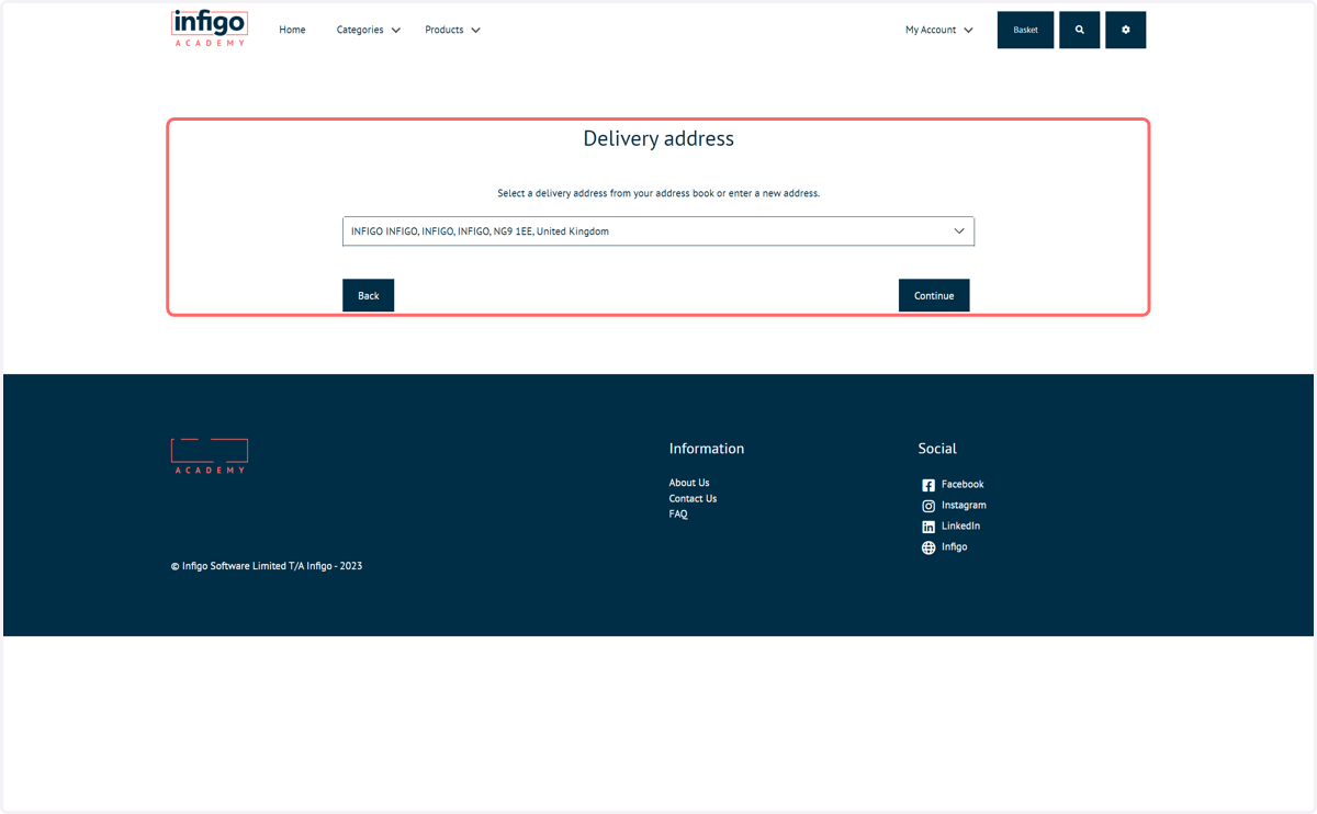 You will initially be taken to the delivery address selection
