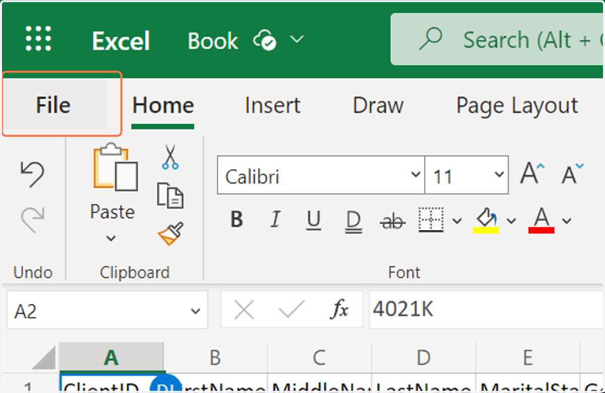 Click on File