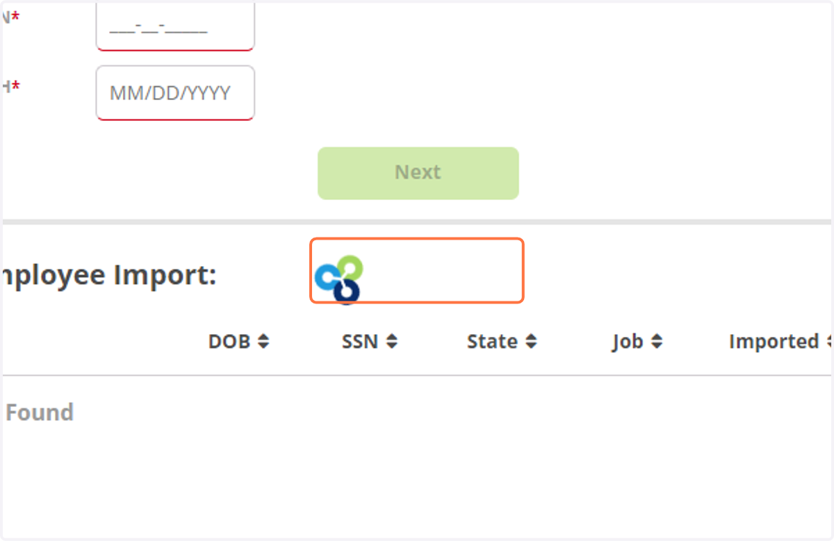 Select "Good name here.xlsx" from file upload menu and the system imports the spreadsheet and displays the rows. Delete any rows or pick one to begin the new hire process and upload the paperwork.