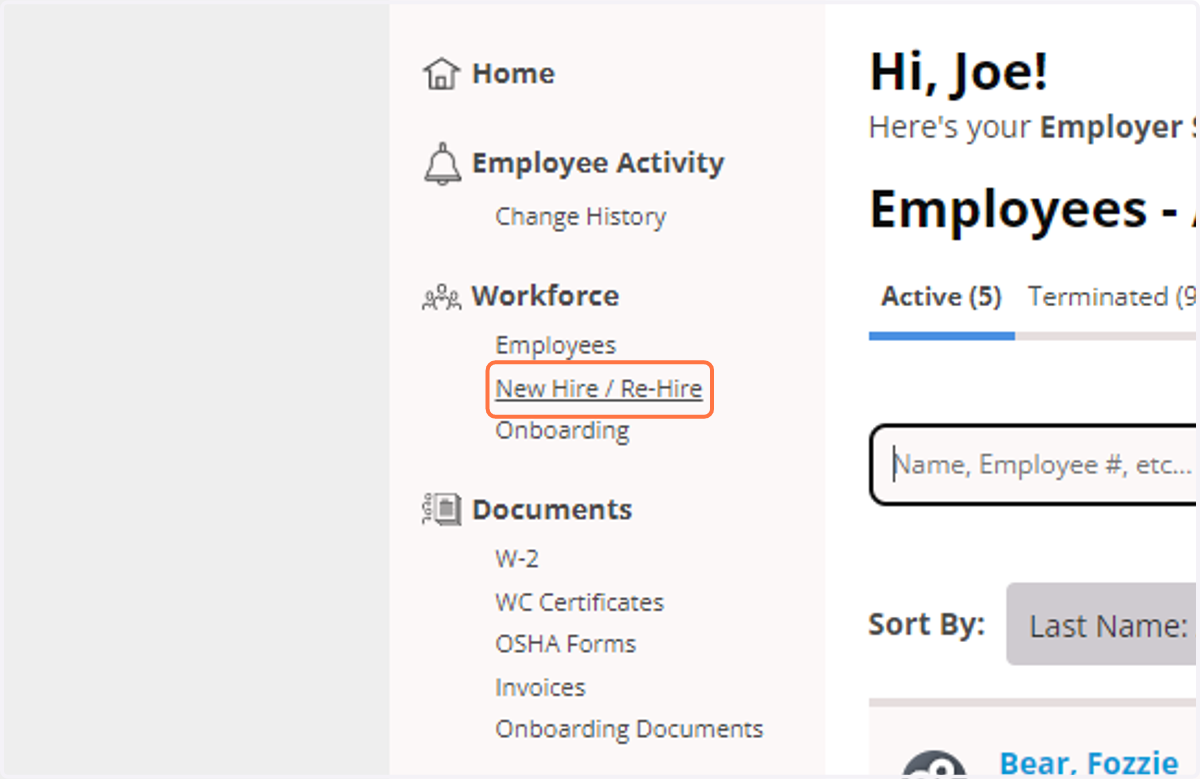 Importing is found in the New Hire / Re-Hire menu item