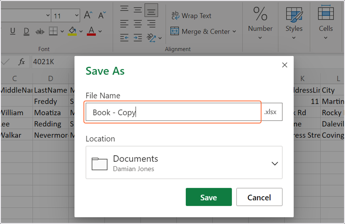 Choose a file name and location that is easy to remember.