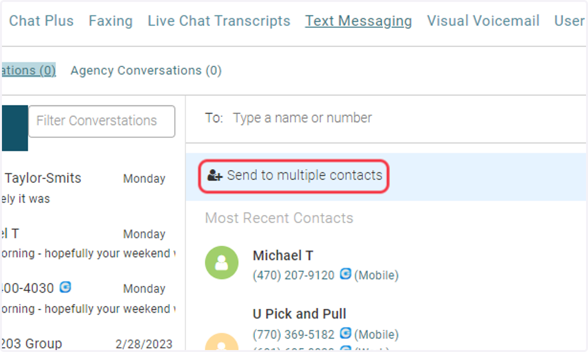 Click on Send to multiple contacts