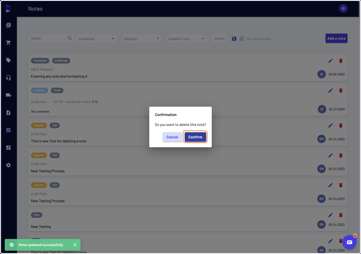 Click on "Confirm"