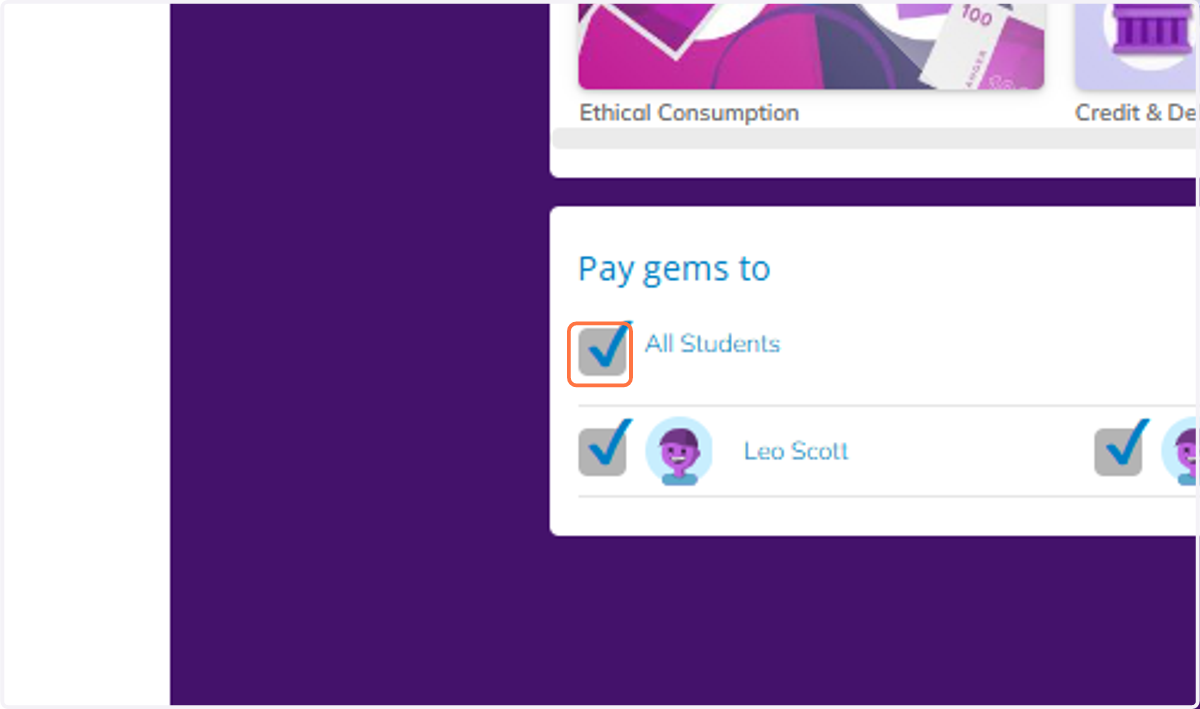You can select all students, or select students individually.