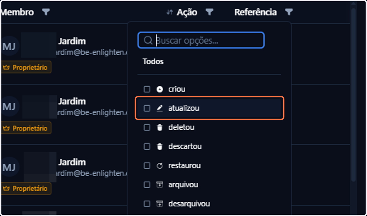 Configure o filtro como desejado