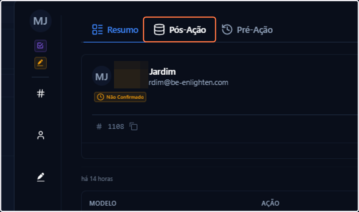 Vá até a aba Pós-Ação