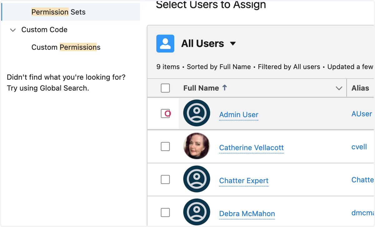 Select the Users that should receive this permission set