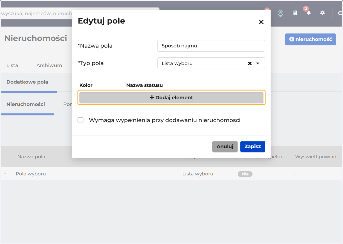 Dodaj kolejne opcje do wyboru