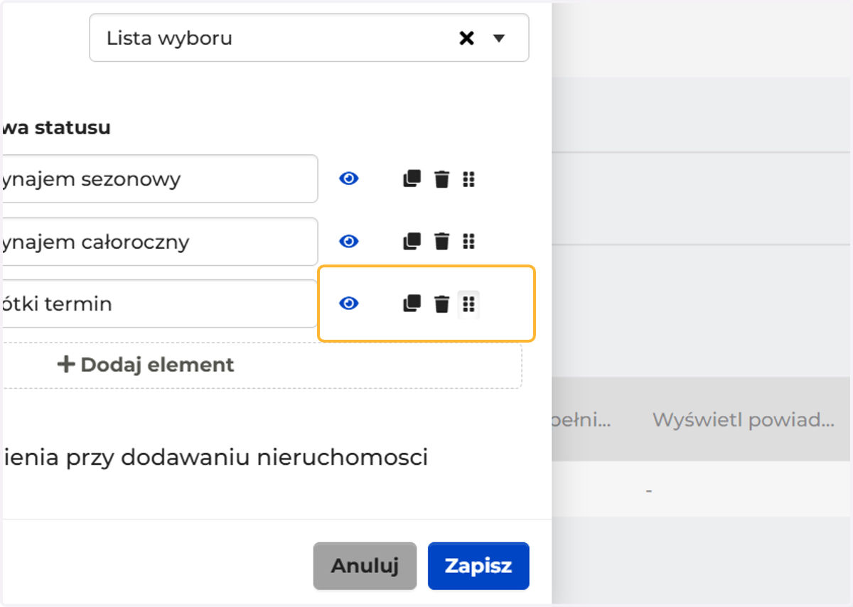 Pola możesz kopiować, usuwać lub zmieniać ich kolejność